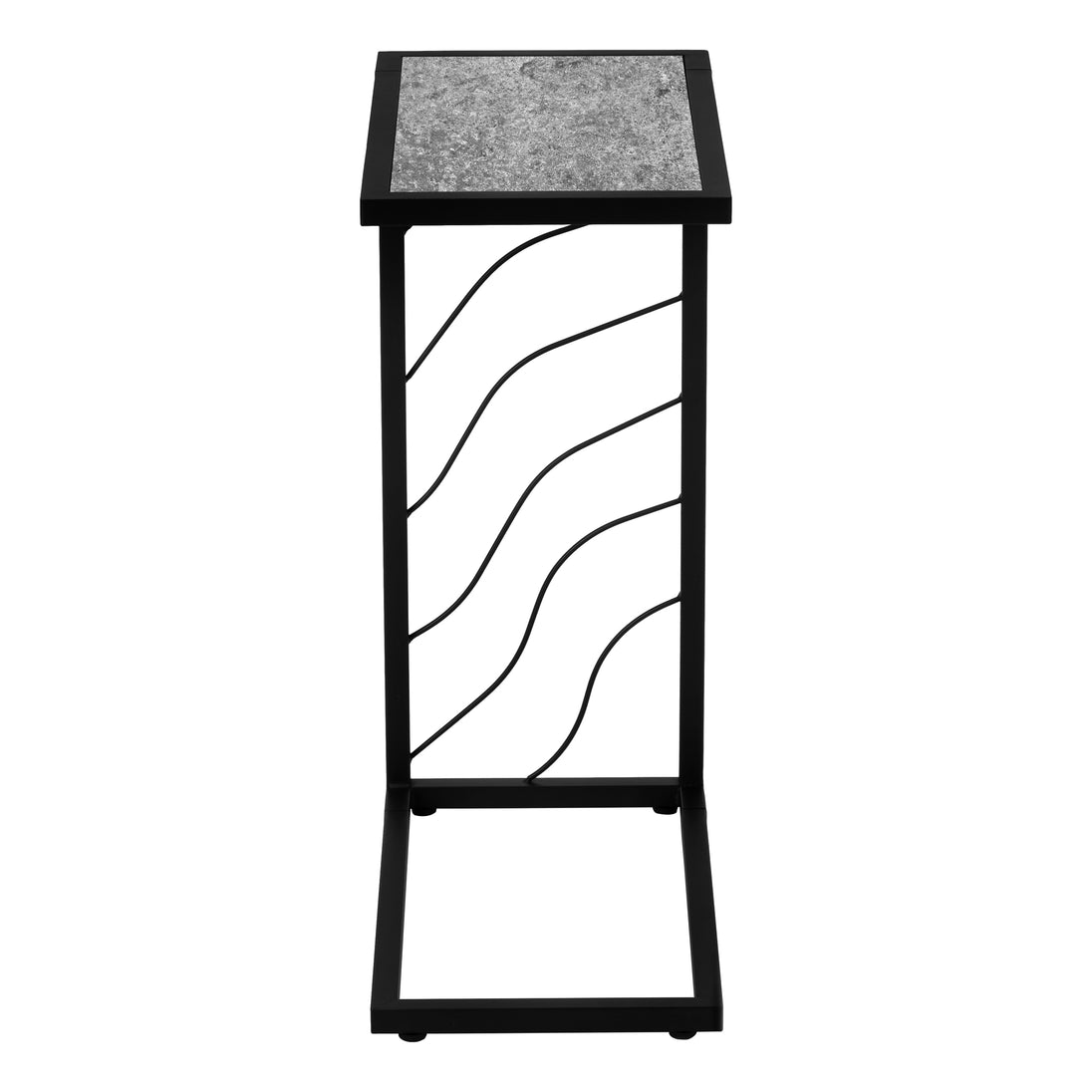 I 3301 Accent Table - 25"H / Grey Stone-Look / Black Metal - Furniture Depot (7881113436408)