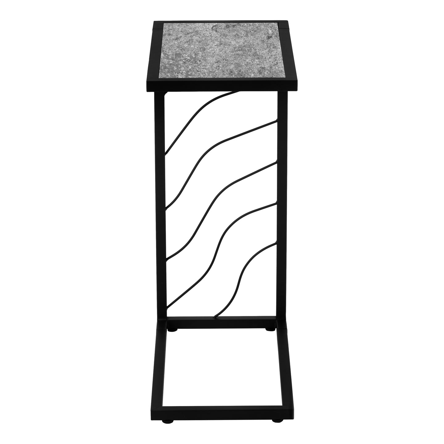 I 3301 Accent Table - 25"H / Grey Stone-Look / Black Metal - Furniture Depot (7881113436408)