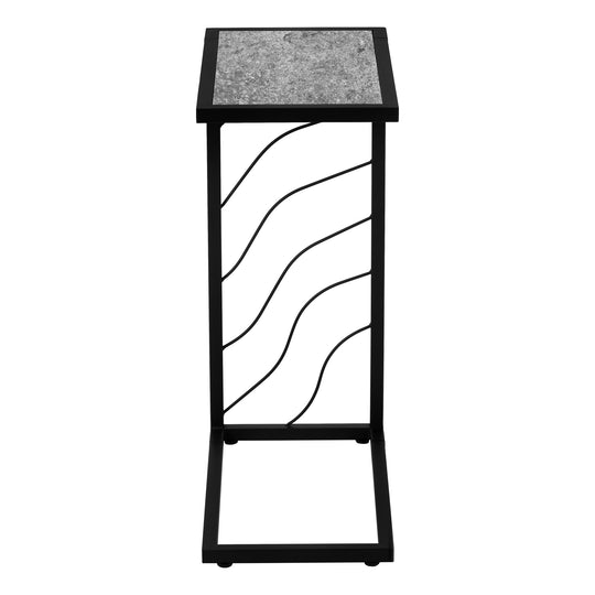 I 3301 Accent Table - 25"H / Grey Stone-Look / Black Metal - Furniture Depot (7881113436408)