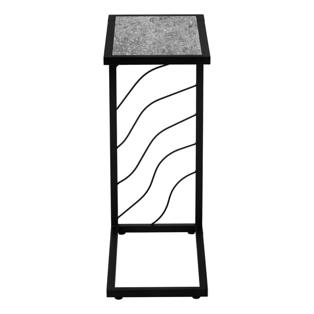 I 3301 Accent Table - 25"H / Grey Stone-Look / Black Metal - Furniture Depot (7881113436408)