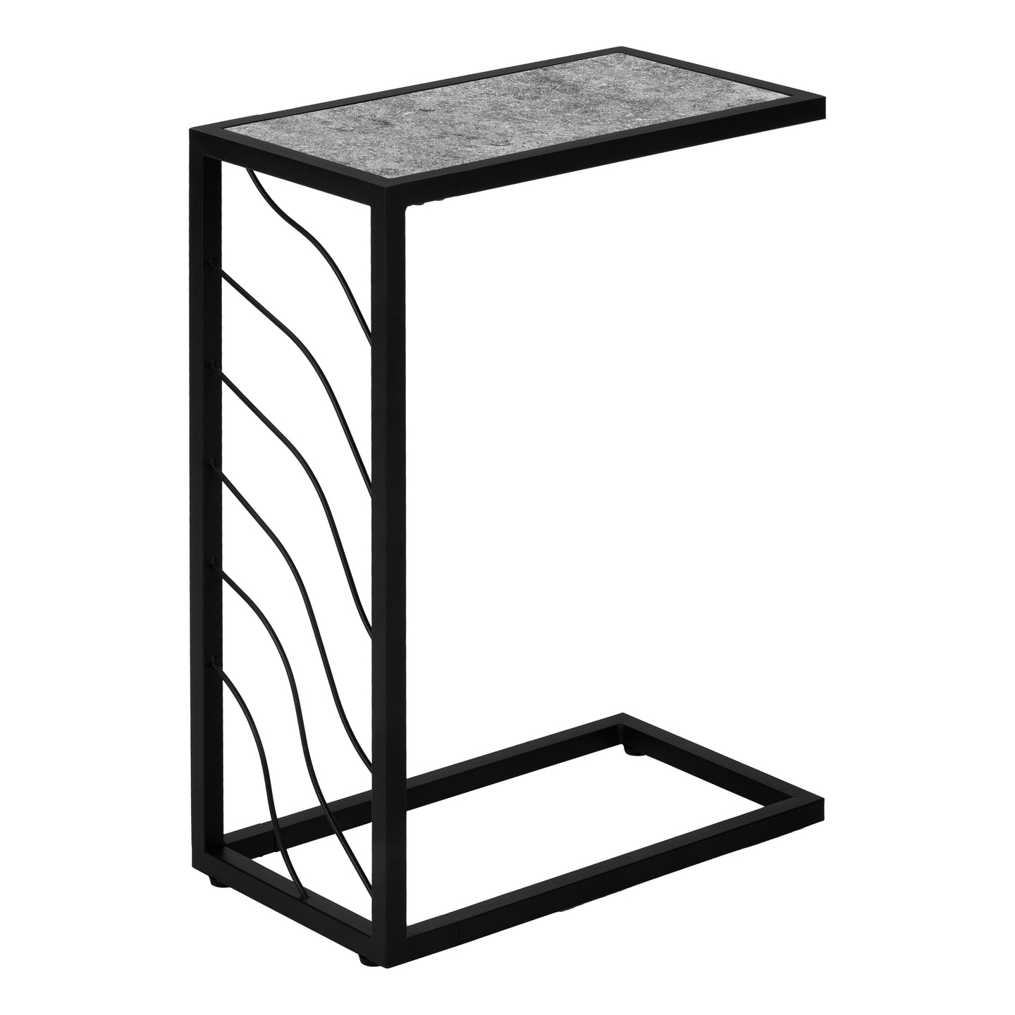 I 3301 Accent Table - 25"H / Grey Stone-Look / Black Metal - Furniture Depot (7881113436408)