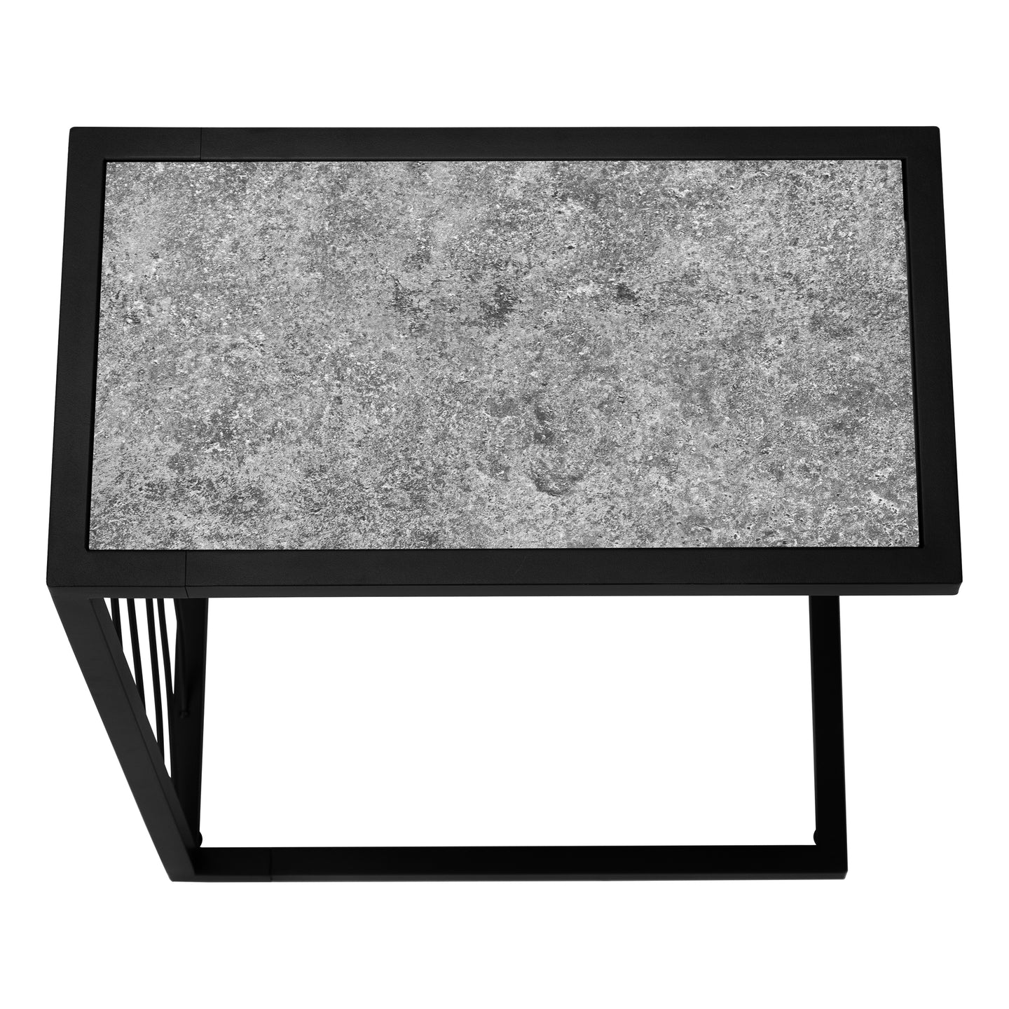 I 3301 Accent Table - 25"H / Grey Stone-Look / Black Metal - Furniture Depot (7881113436408)