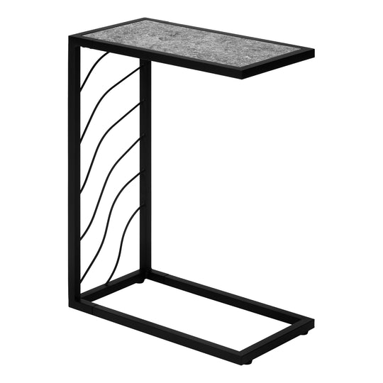 I 3301 Accent Table - 25"H / Grey Stone-Look / Black Metal - Furniture Depot (7881113436408)