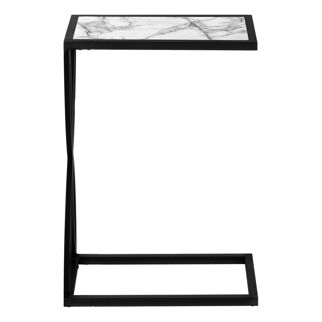 I 3304 Accent Table - 25"H / White Marble-Look / Black Metal - Furniture Depot (7881113469176)