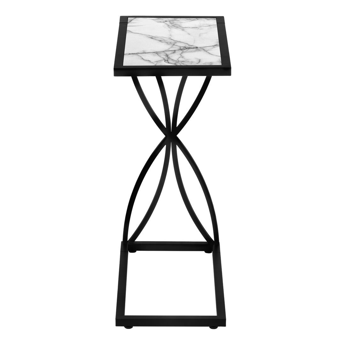 I 3304 Accent Table - 25"H / White Marble-Look / Black Metal - Furniture Depot (7881113469176)