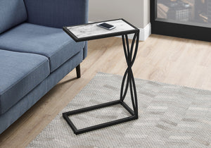 I 3304 Accent Table - 25"H / White Marble-Look / Black Metal - Furniture Depot (7881113469176)