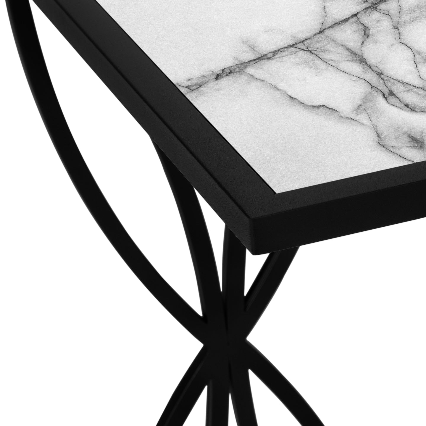 I 3304 Accent Table - 25"H / White Marble-Look / Black Metal - Furniture Depot (7881113469176)