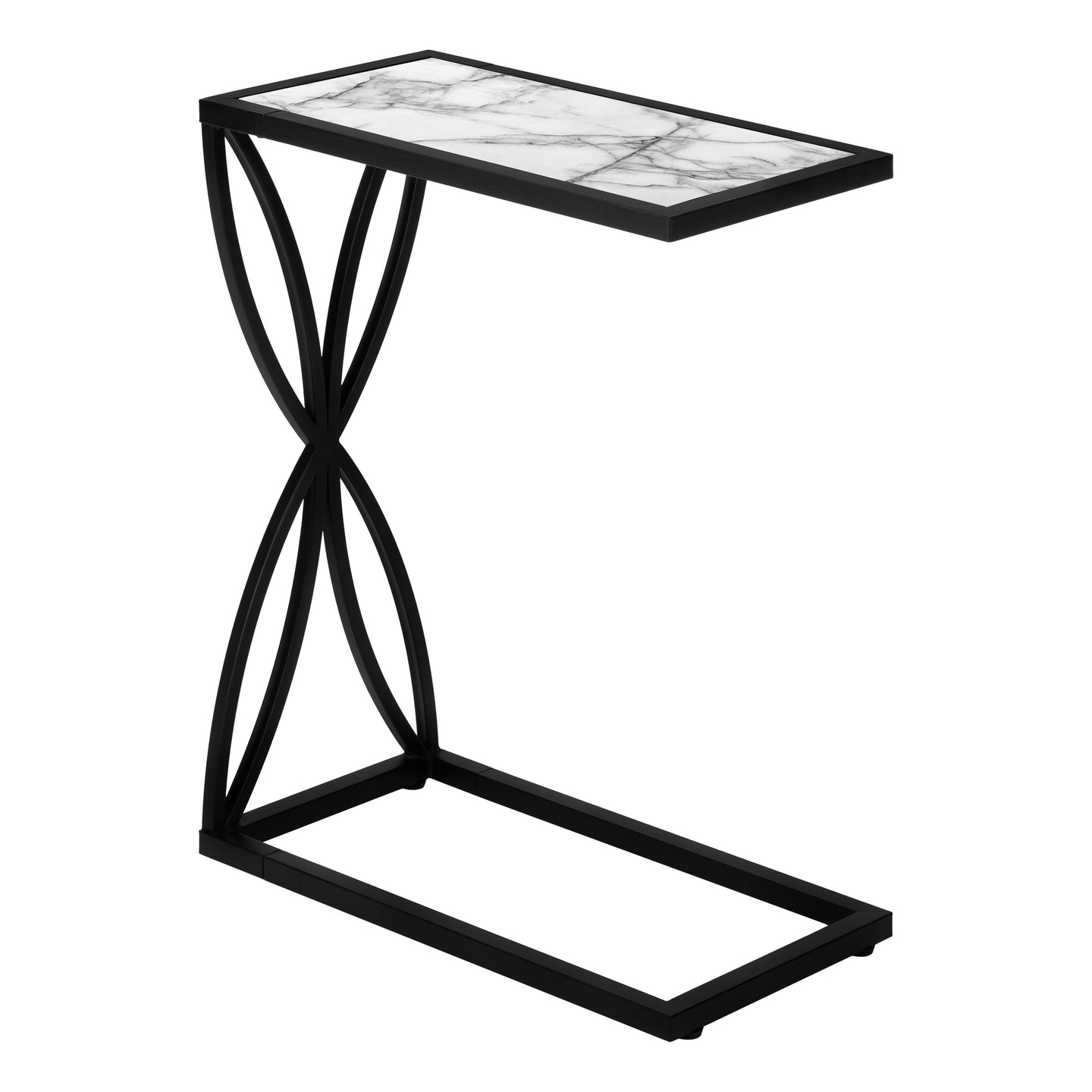 I 3304 Accent Table - 25"H / White Marble-Look / Black Metal - Furniture Depot (7881113469176)