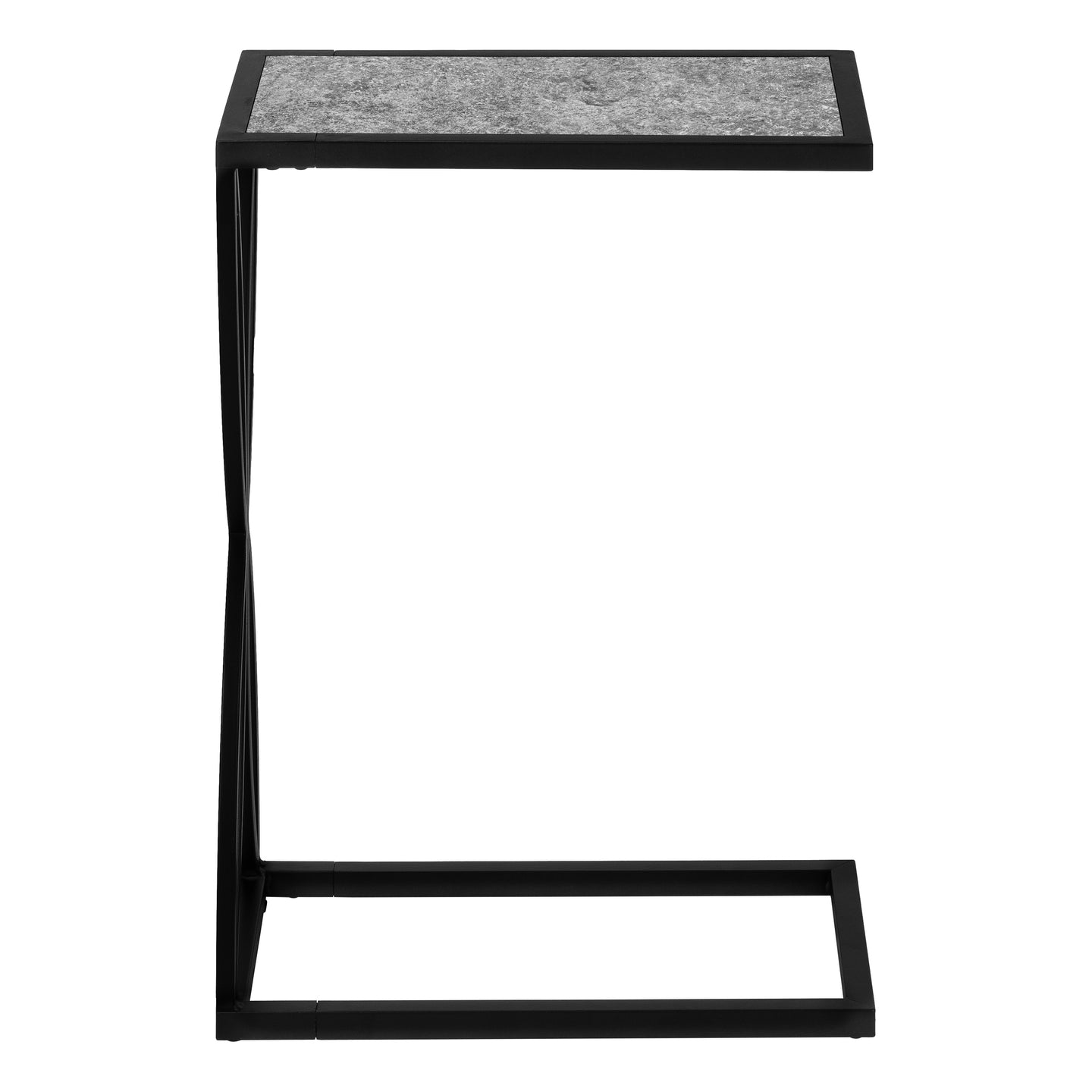 I 3305 Accent Table - 25"H / Grey Stone-Look / Black Metal - Furniture Depot (7881113567480)