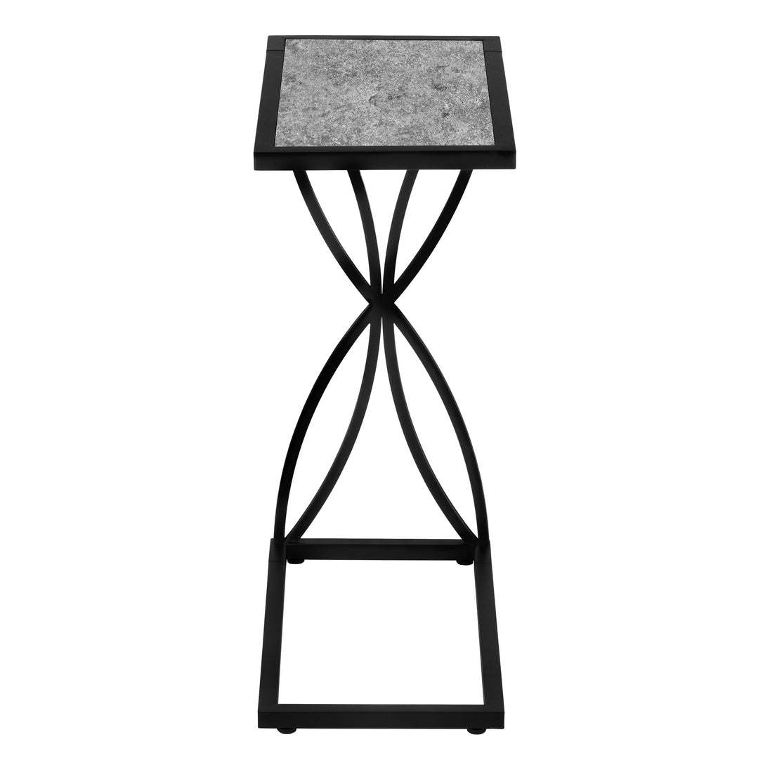 I 3305 Accent Table - 25"H / Grey Stone-Look / Black Metal - Furniture Depot (7881113567480)