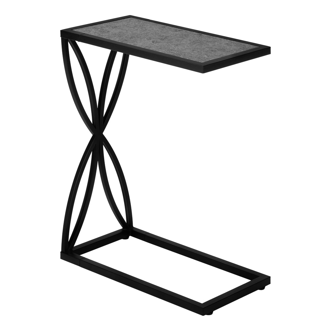 I 3305 Accent Table - 25"H / Grey Stone-Look / Black Metal - Furniture Depot (7881113567480)