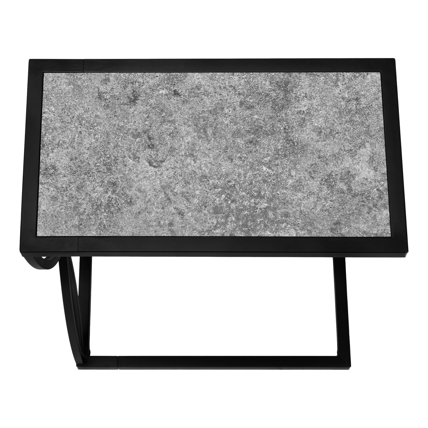 I 3305 Accent Table - 25"H / Grey Stone-Look / Black Metal - Furniture Depot (7881113567480)