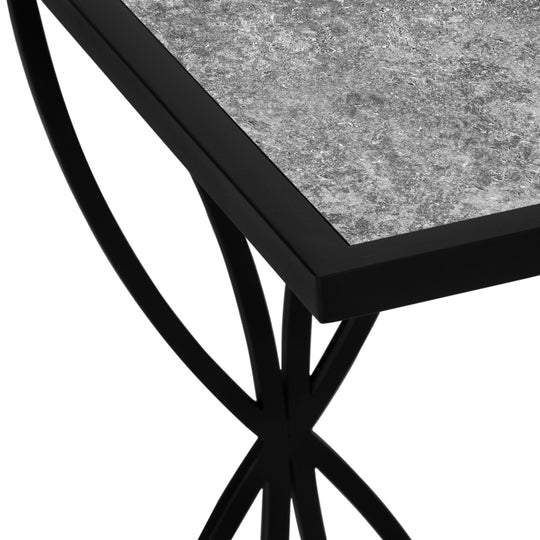 I 3305 Accent Table - 25"H / Grey Stone-Look / Black Metal - Furniture Depot (7881113567480)