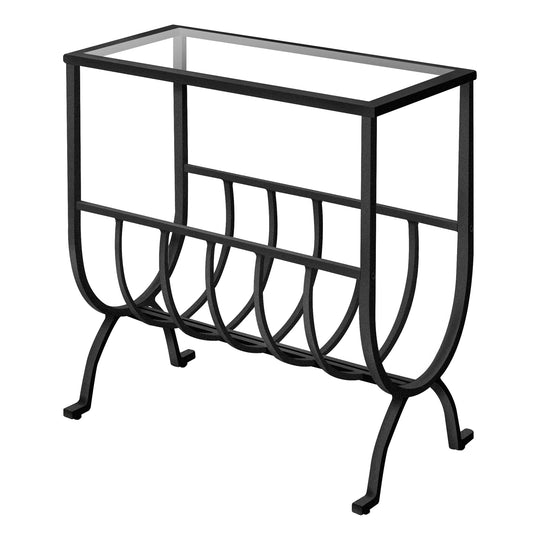 I 3308 Accent Table - Black Metal With Tempered Glass - Furniture Depot (7881113600248)