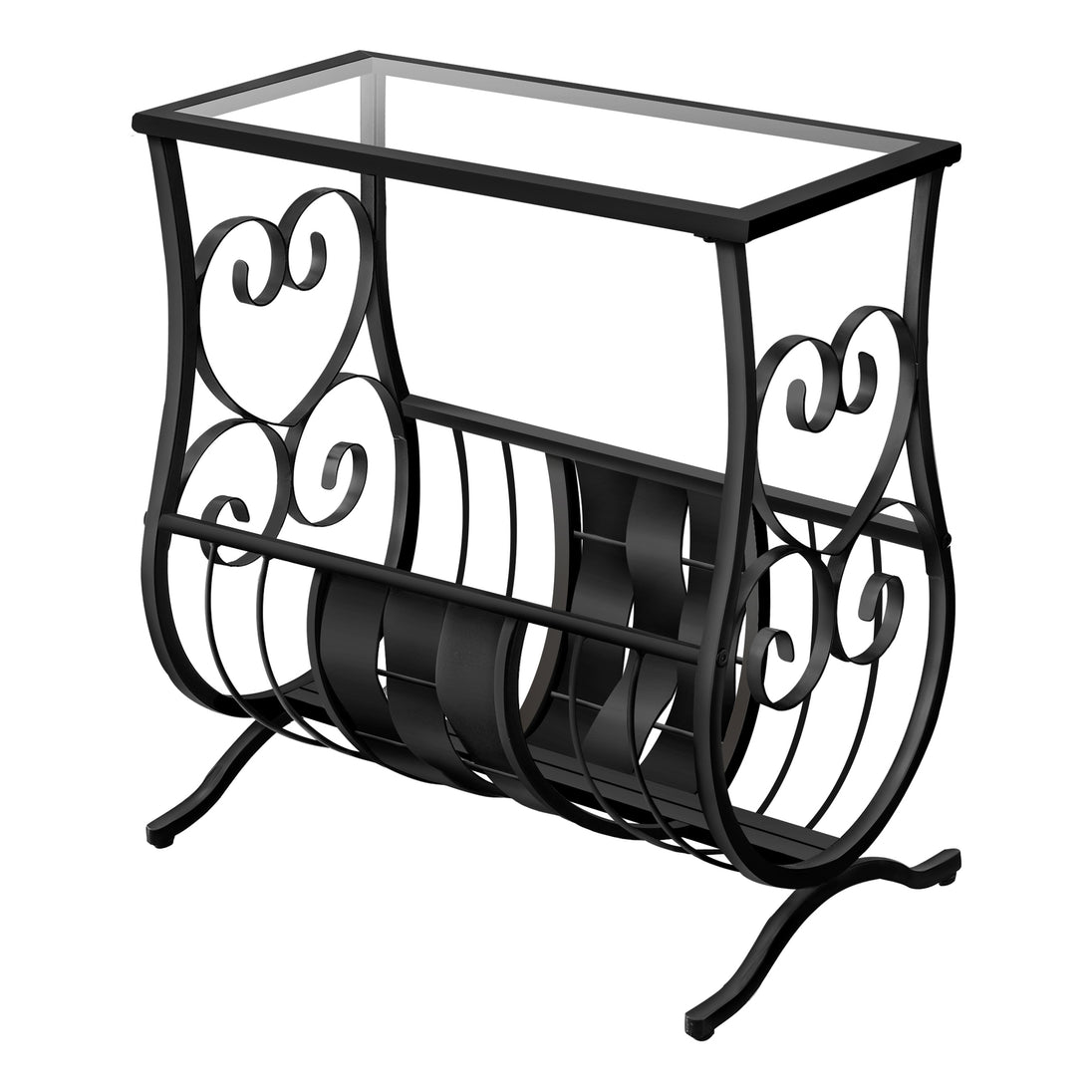 I 3314 Accent Table - Satin Black Metal With Tempered Glass - Furniture Depot (7881113665784)