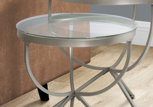 I 3322 Nesting Table - 2pcs Set / Silver With Tempered Glass - Furniture Depot (7881113698552)