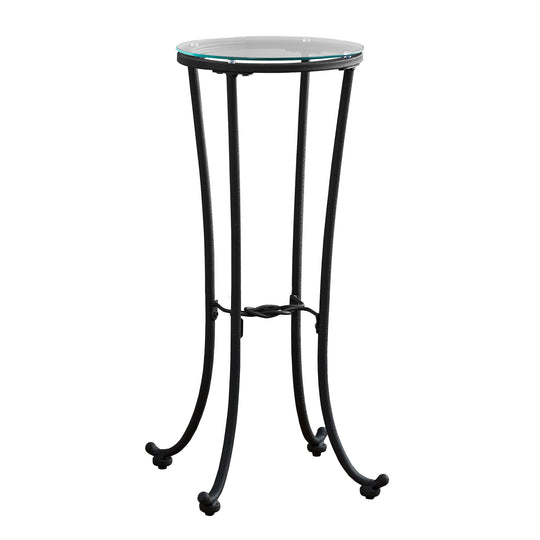 I 3332 Accent Table - Hammered Black Metal With Tempered Glass - Furniture Depot (7881113960696)