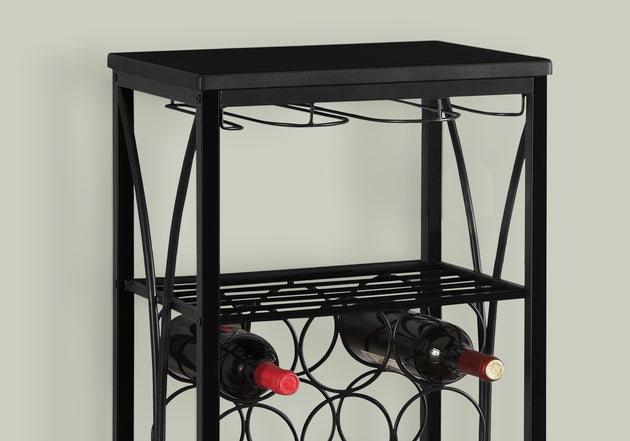 I 3347 Home Bar - 40"H / Black Metal Wine Bottle And Glass Rack - Furniture Depot (7881114124536)