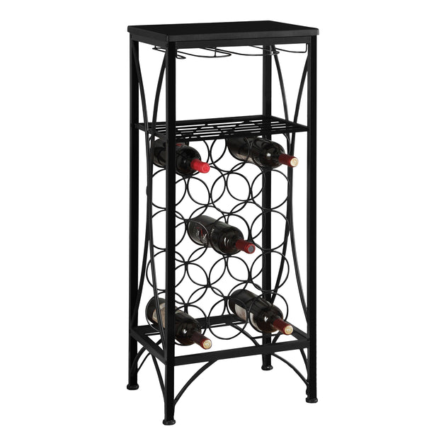 I 3347 Home Bar - 40"H / Black Metal Wine Bottle And Glass Rack - Furniture Depot (7881114124536)