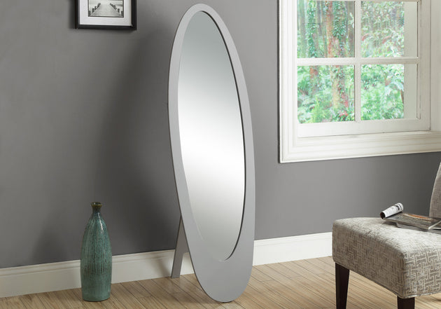 I 3359 Mirror - 59"H / Grey Contemporary Oval Frame - Furniture Depot (7881114190072)