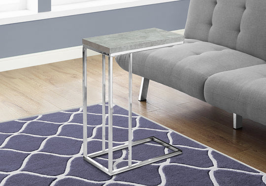 I 3372 Accent Table - Grey Cement With Chrome Metal - Furniture Depot (7881114288376)