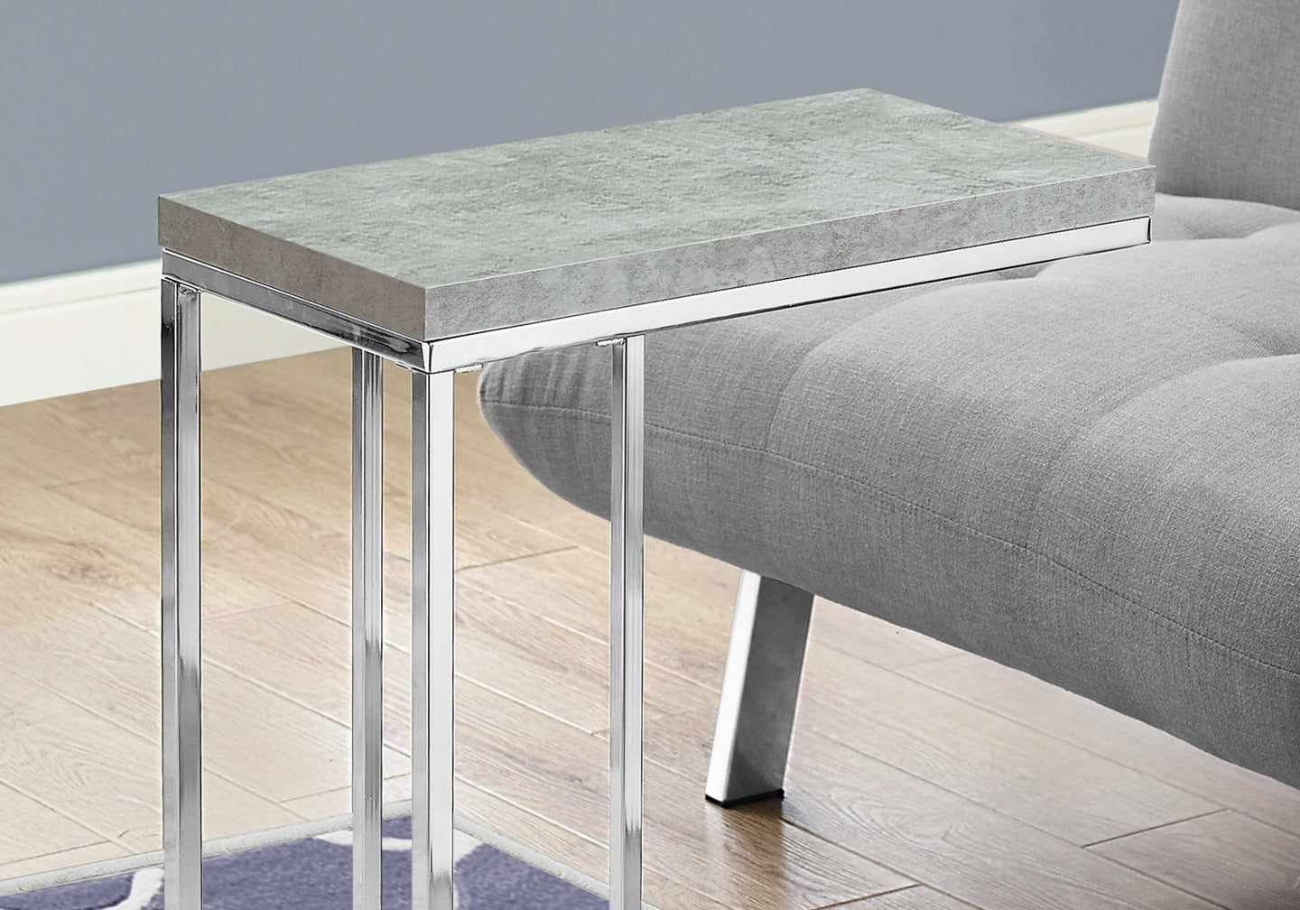 I 3372 Accent Table - Grey Cement With Chrome Metal - Furniture Depot (7881114288376)