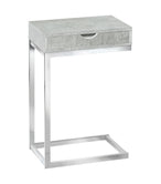 I 3373 Accent Table - Chrome Metal / Grey Cement With A Drawer - Furniture Depot