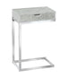 I 3373 Accent Table - Chrome Metal / Grey Cement With A Drawer - Furniture Depot