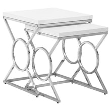 Load image into Gallery viewer, I 3401 Nesting Table - 2pcs Set / Glossy White / Chrome Metal - Furniture Depot