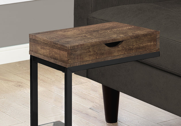 I 3406 Accent Table - Brown Reclaimed Wood-Look / Black / Drawer - Furniture Depot (7881114943736)