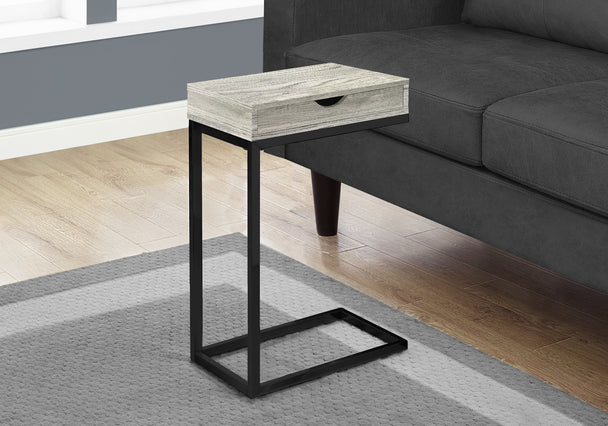 I 3407 Accent Table - Grey Reclaimed Wood-Look / Black / Drawer - Furniture Depot (7881114976504)