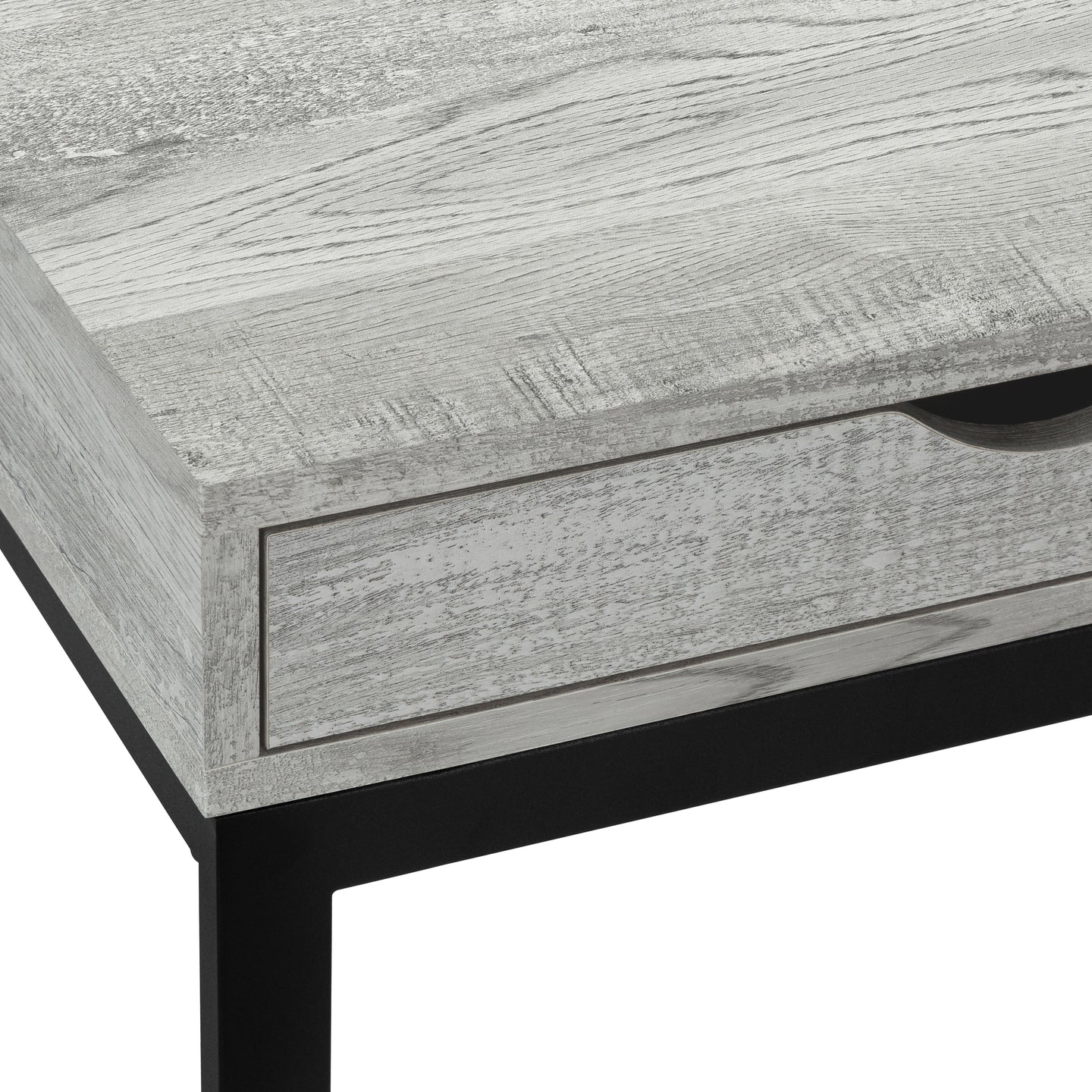 I 3407 Accent Table - Grey Reclaimed Wood-Look / Black / Drawer - Furniture Depot (7881114976504)