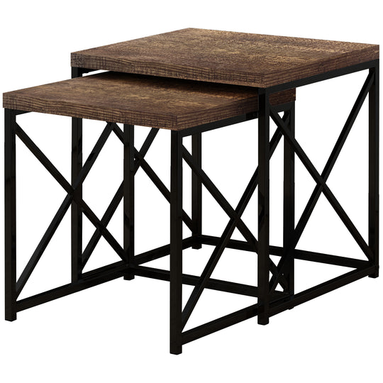 I 3413 Nesting Table - 2pcs Set / Brown Reclaimed Wood / Black - Furniture Depot (7881115140344)