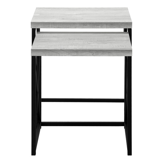 I 3414 Nesting Table - 2pcs Set / Grey Reclaimed Wood / Black - Furniture Depot (7881115205880)