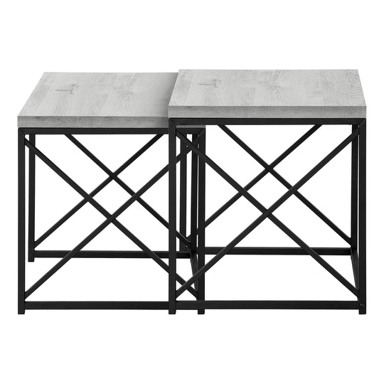 I 3414 Nesting Table - 2pcs Set / Grey Reclaimed Wood / Black - Furniture Depot (7881115205880)