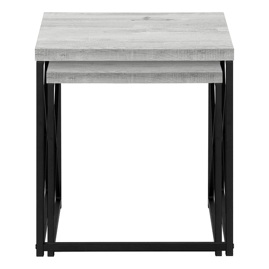 I 3414 Nesting Table - 2pcs Set / Grey Reclaimed Wood / Black - Furniture Depot (7881115205880)