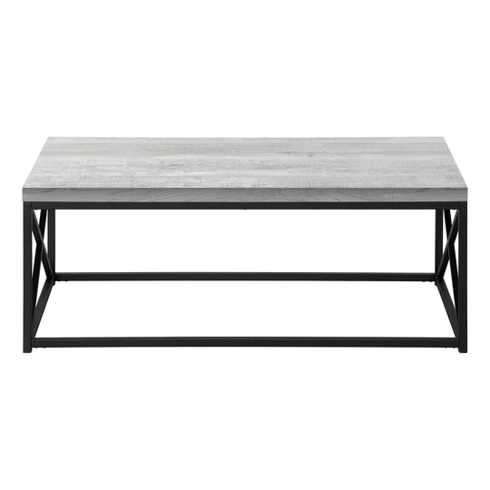 I 3417 Coffee Table - Grey Reclaimed Wood-Look/ Black Metal - Furniture Depot