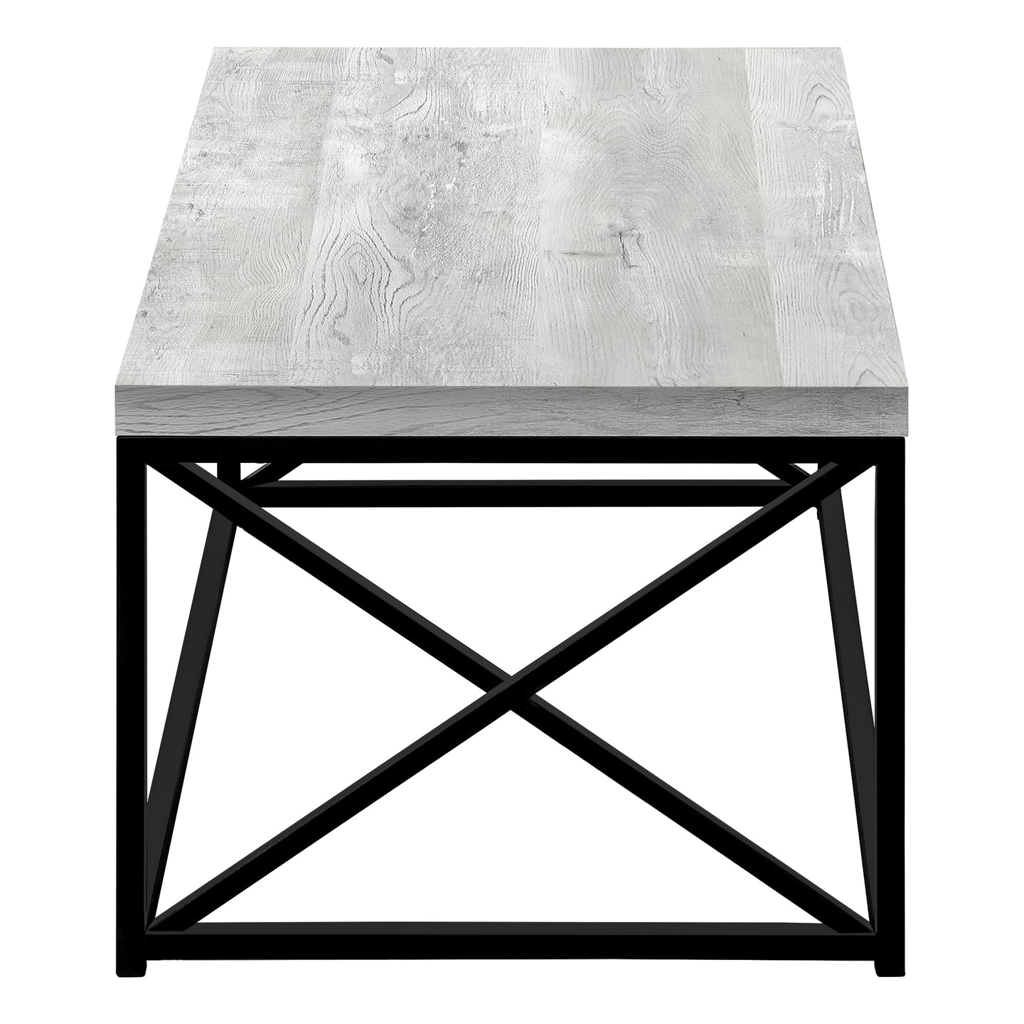 I 3417 Coffee Table - Grey Reclaimed Wood-Look/ Black Metal - Furniture Depot