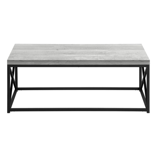 I 3417 Coffee Table - Grey Reclaimed Wood-Look/ Black Metal - Furniture Depot