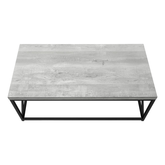 I 3417 Coffee Table - Grey Reclaimed Wood-Look/ Black Metal - Furniture Depot