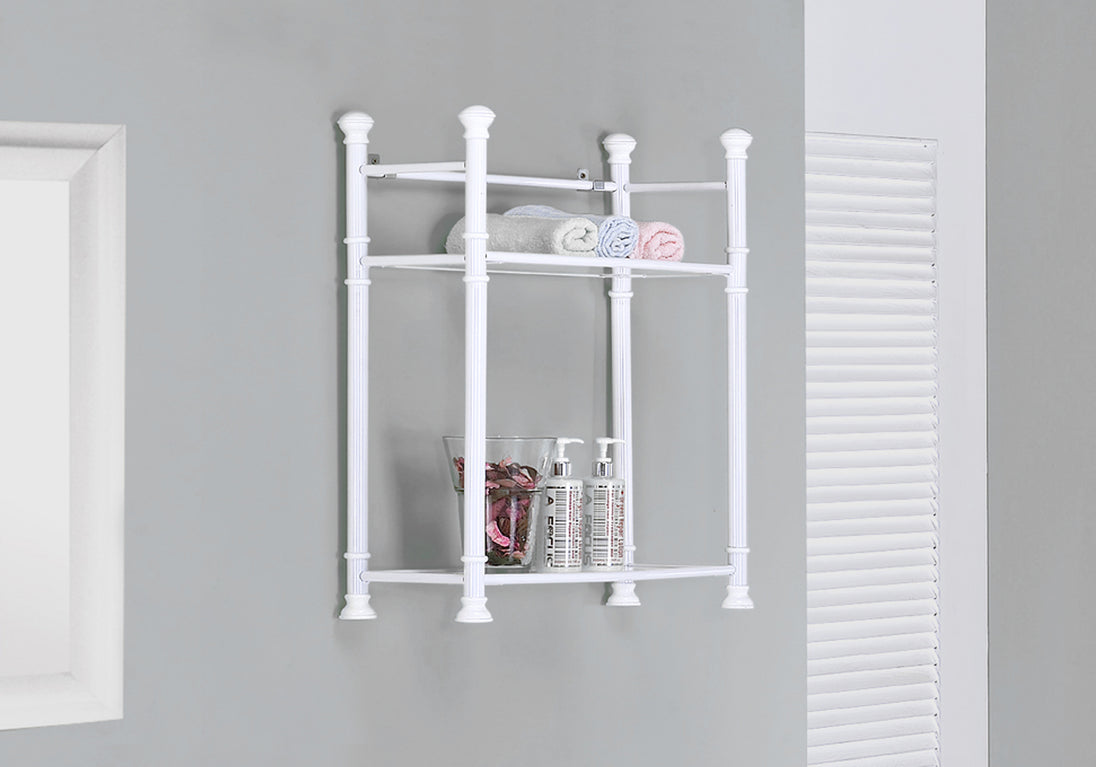 I 3425 Bathroom Accent - 26"H / White Metal With Tempered Glass - Furniture Depot