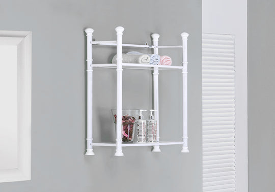 I 3425 Bathroom Accent - 26"H / White Metal With Tempered Glass - Furniture Depot