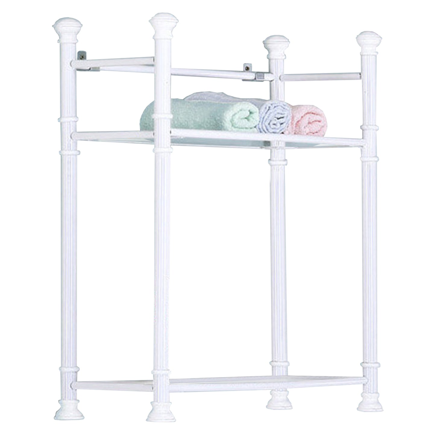 I 3425 Bathroom Accent - 26"H / White Metal With Tempered Glass - Furniture Depot