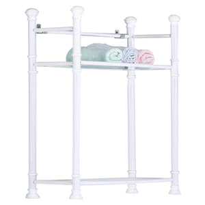 I 3425 Bathroom Accent - 26"H / White Metal With Tempered Glass - Furniture Depot