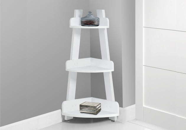 I 3438 Bathroom Accent - 34"H / White Corner Etagere - Furniture Depot (7881115402488)