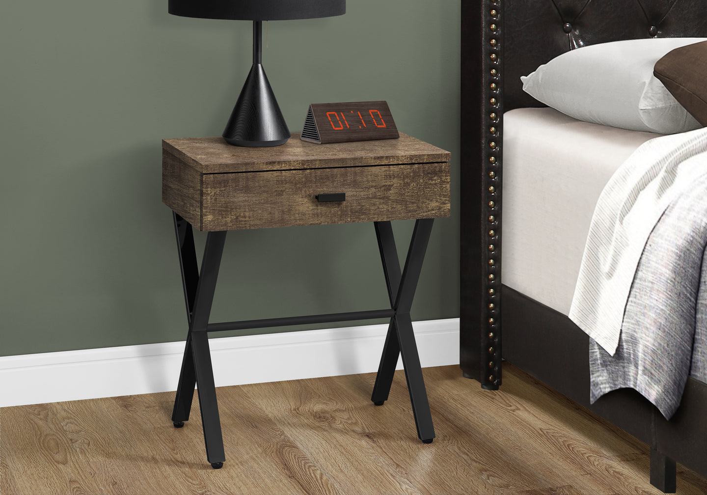 I 3450 Accent Table - 24"H / Brown Reclaimed Wood / Black Metal - Furniture Depot