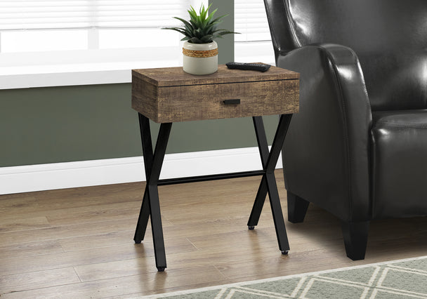 I 3450 Accent Table - 24"H / Brown Reclaimed Wood / Black Metal - Furniture Depot