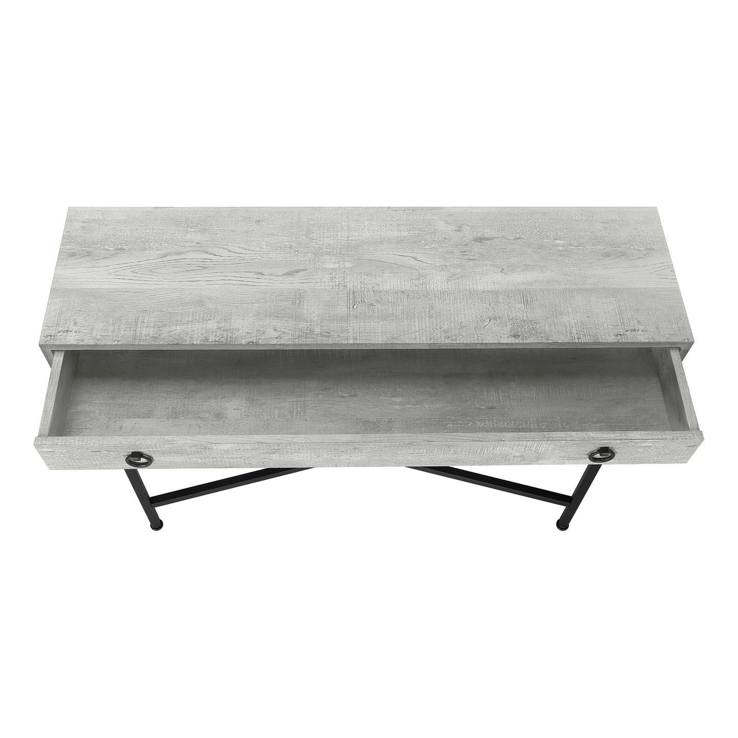 I 3454 Accent Table - 42"L / Grey Reclaimed Wood / Black Console - Furniture Depot