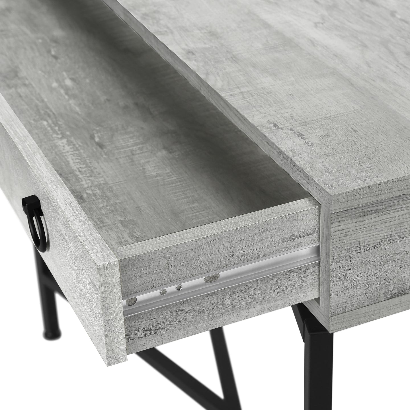 I 3454 Accent Table - 42"L / Grey Reclaimed Wood / Black Console - Furniture Depot