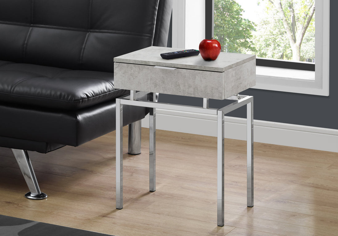 I 3461 Accent Table - 24"H / Grey Cement / Chrome Metal - Furniture Depot (7881115992312)